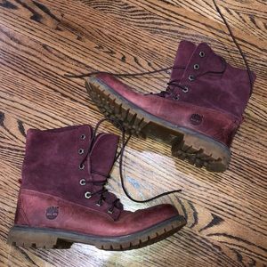 Dark Red Timberland Boots